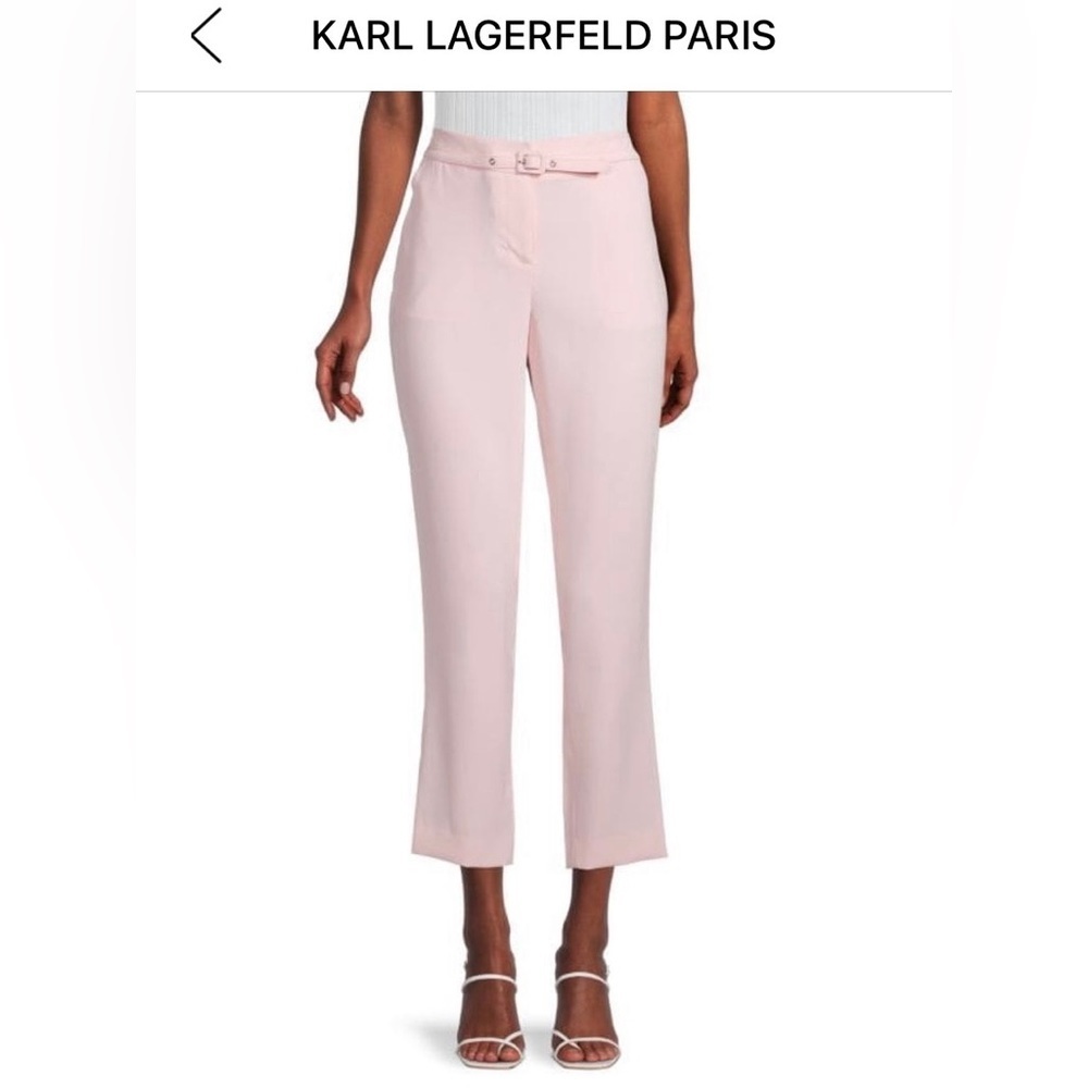 Karl Lagerfeld Paris Belted Cropped Pants, pink, size 10 BNWT